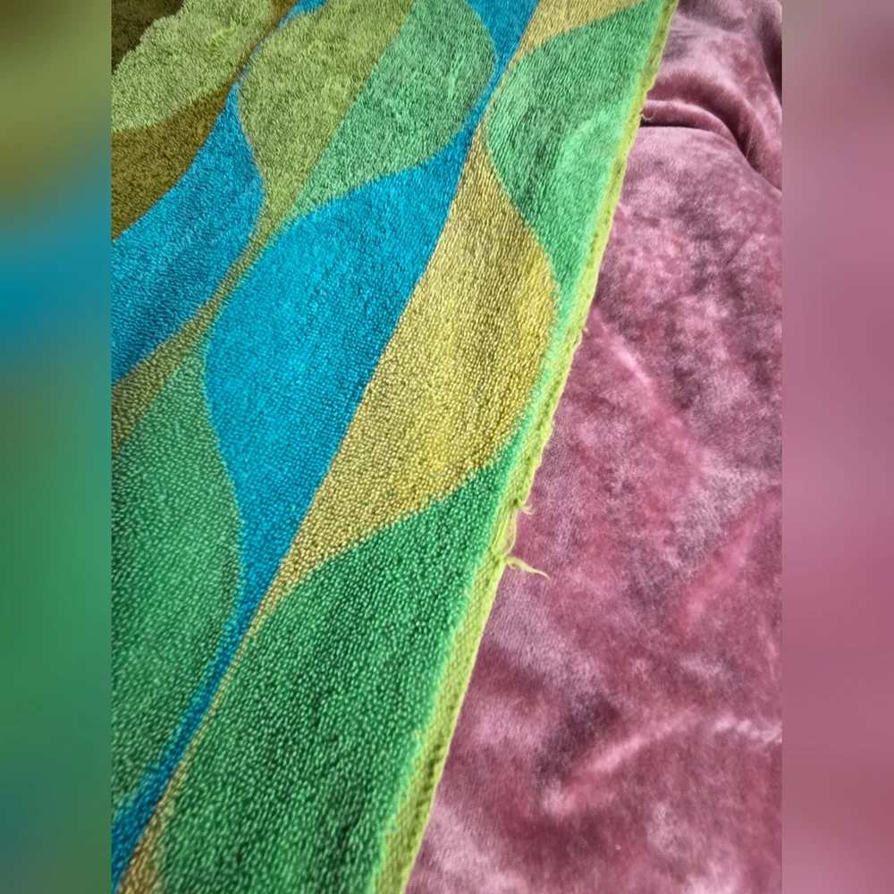 Vtg Cannon Seven Seas BATH Towel 70's Retro Fringe Cotton